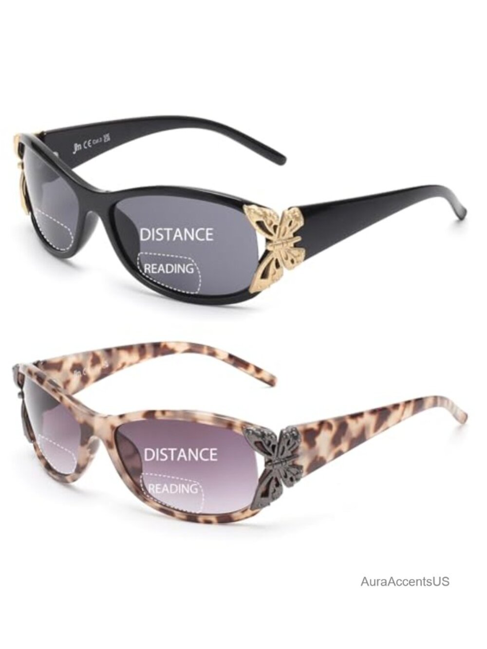 2 Pack Bifocal Reading Sunglasses for Women UV400 Sun Readers